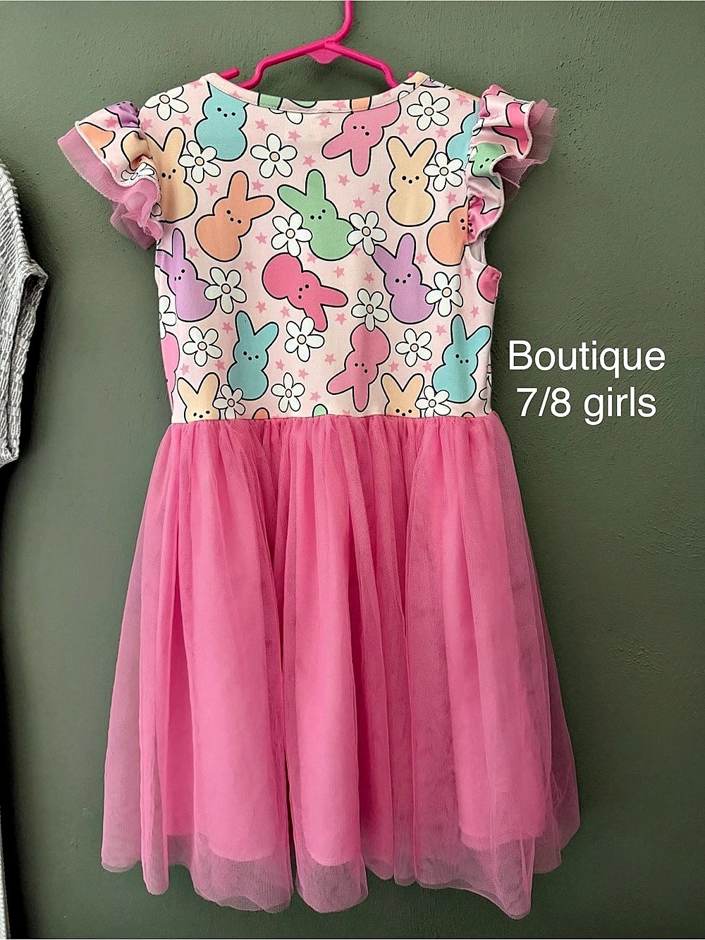 Girls 7/8Y Pink & Multicolor Floral Tulle Dress